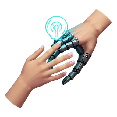 Neon cyberpunk style 
male hand holding female sticker