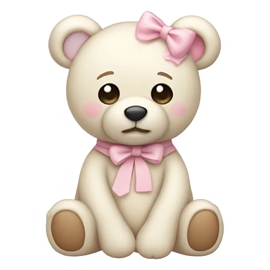 Cream colored teddy bear with pastel pink on top of head sticker