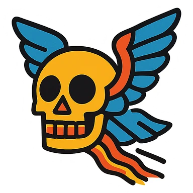 flying skull sticker