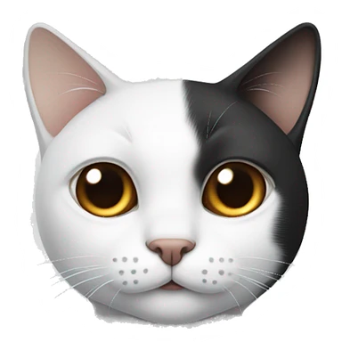 White cat with left black ear and right brown ear  sticker