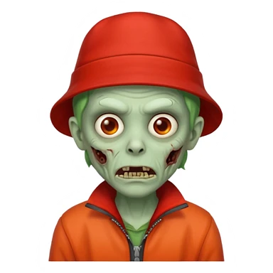 zombie in red hats orange jacket sticker