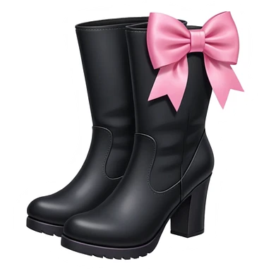black boots with a pink bow  sticker