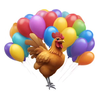 Chicken with balloons  sticker