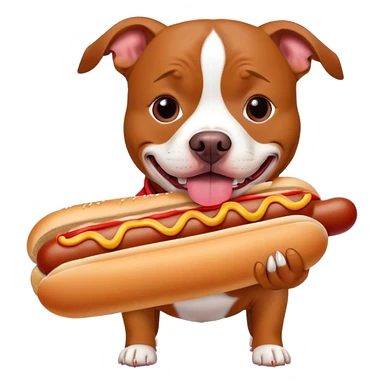 pitbull eating hotdog sticker