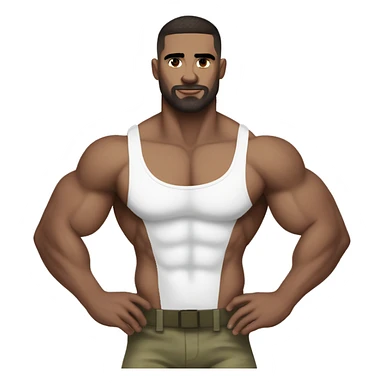 White skin, dark brown hair, hairy body, Bodybuilder, high and tight military haircut, wearing white underwear sticker