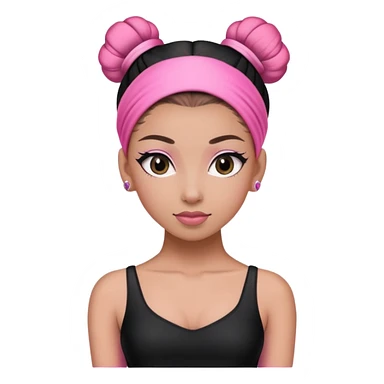 a dancer in a black and pink outfit with a sleek bun tied with a pink hairband." sticker