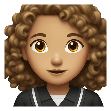 tan girl with curly brown hair, brown eyes and black school uniform sticker