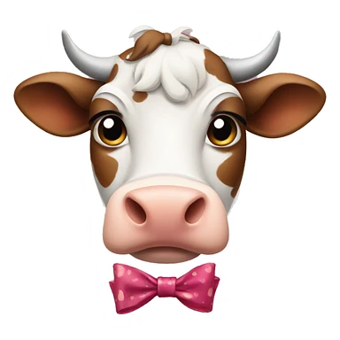 Cow wearing a bow sticker