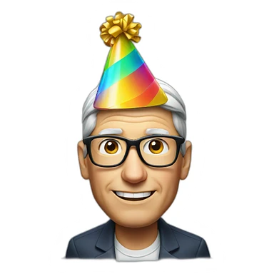 Tim Cook with party hat sticker