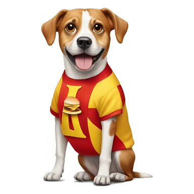 Dog wearing McDonalds suit sticker