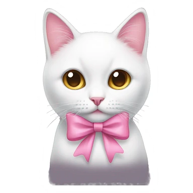 pink bow on white cat sticker