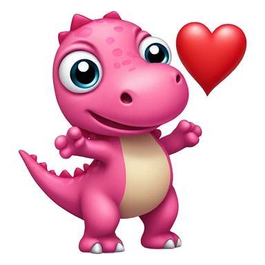 cute pink dino holding a heart sticker