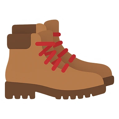 brown hiking boots with red laces, flat  sticker