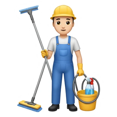 man cleaning sticker