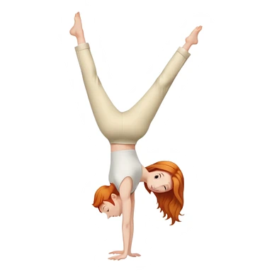 Ginger Girl side view handstand in cream pants sticker