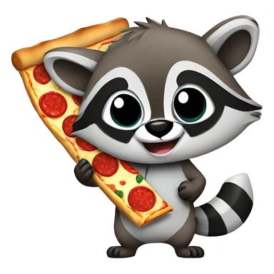 Raccoon holding pizza sticker