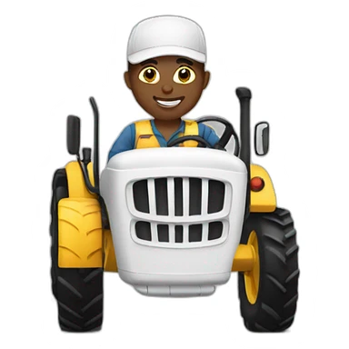 white tractor driver sticker
