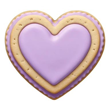 Realistic shortbread cookie in the shape of a heart with pale lilac sticker