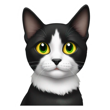 A tuxedo cat with yellow green eyes named Bandit sticker