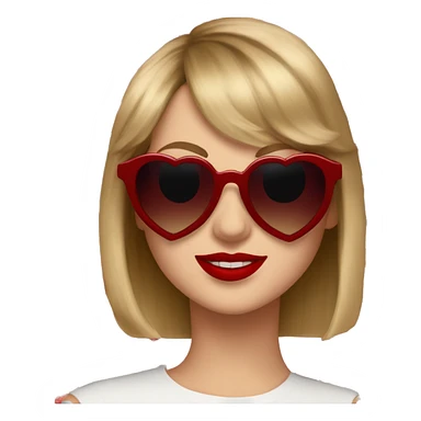 Taylor swift wearing dark red heart shaped sunglasses sticker