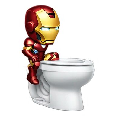 Iron man pooing on toilet sticker
