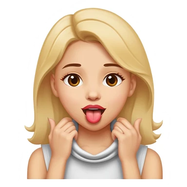 Girl with her hands around her neck with tongue out     sticker
