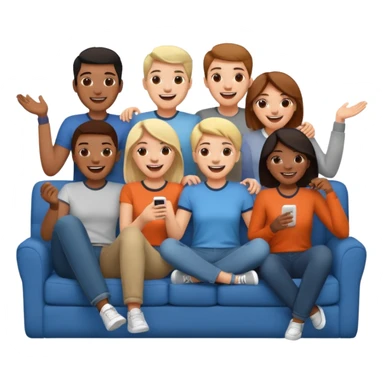 group of friends on couch laughing sticker