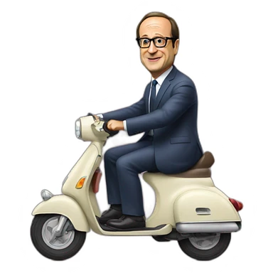 François Hollande sur un scooter sticker