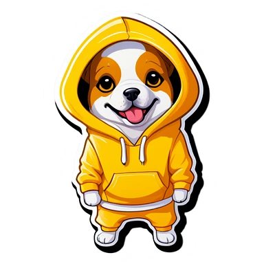 Dog in yellow hoodie  sticker