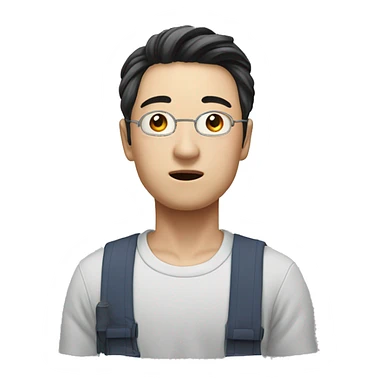 앞머리가 눈썹을 덮고 폭탄머리를 한 남성 sticker