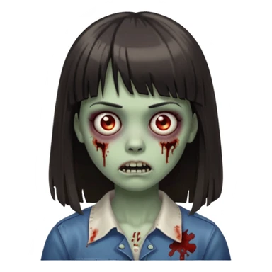 me faça uma garota zumbi de franja com cabelo médio liso sticker