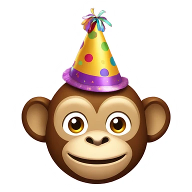Monkey smiling with party hat on sticker