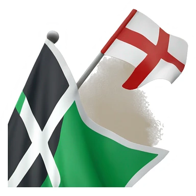 a flag that in the background has red color. In front of that color there is an saltire green colored. finally, has a white colores cross sticker