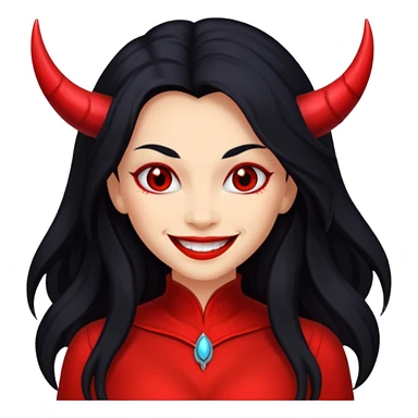 red voman devil  long hair sticker
