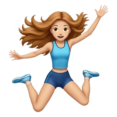 energetic woman jumping with long light brown hair and fair skin sticker