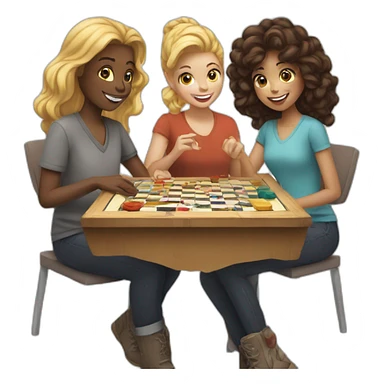 Four white friends playing board game sticker