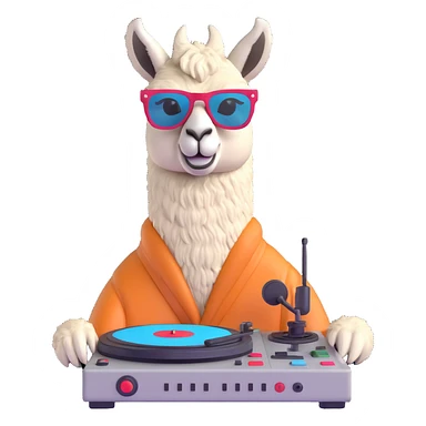 a cool llama with sunglasses and a DJ turntable sticker
