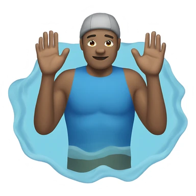 Man swimming in the water with hands sticker