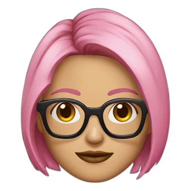 Mujer pelo color marrón corte bob , gafas rosas sticker