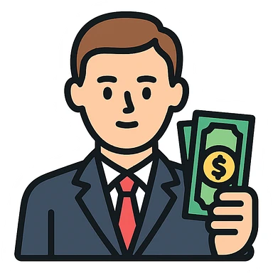 Nikolai Astrup, Norwegian politician, holding a pack of money in his hand sticker