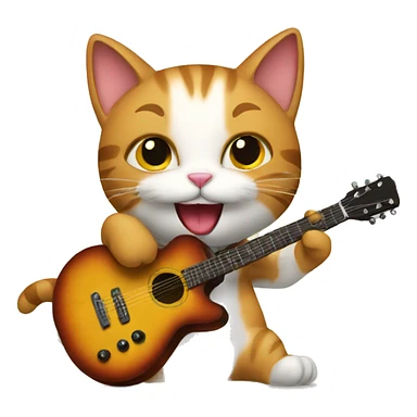  cat playing guitar sticker