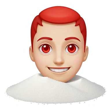 smiling emoji with blood shot eyes next to pile of sugar sticker