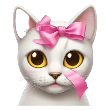 cat with pink ribbon sticker