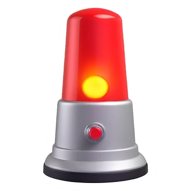 3D render of a red emergency siren light with a bright glow on top of a silver base, in Pixar-style, soft shadows, isolated on white background, professional but playful look

 sticker