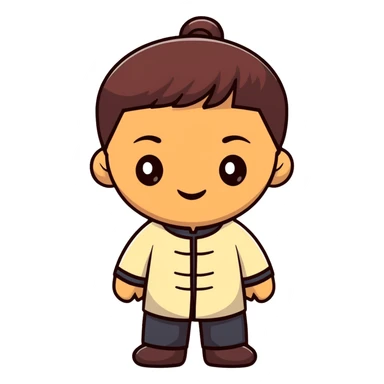 Person with Chinese appearance, darker skin tone, and narrow eyes, friendly expression sticker