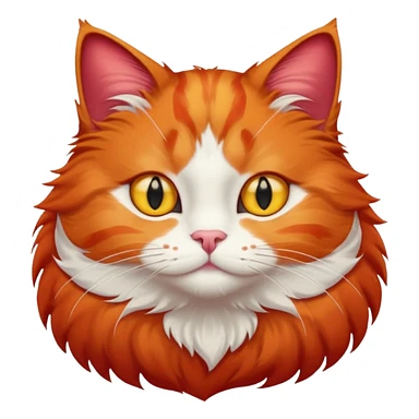 red cat with a white breast, a red spot on the chin. yellow eyes. fluffy. sticker