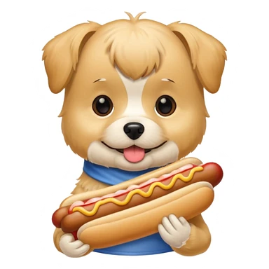 Morkie eating hot dog sticker