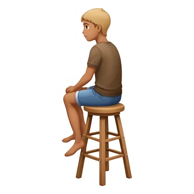 a person sitting on stool with full back head turn

 sticker