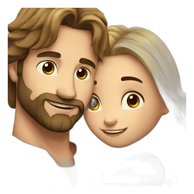 Handsome man whith long hair and beard hugging pretty girl sticker