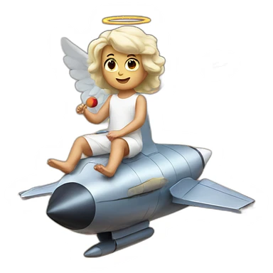 Angel sit on rocket sticker